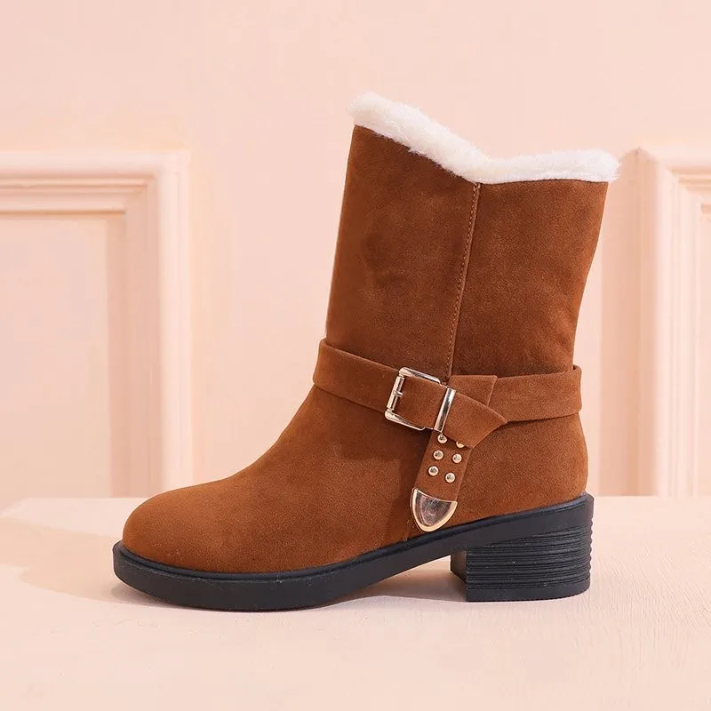 

Women's Winter Snow Boots Thick Heeled Casual Shoes 2023 New Female Ytmtloy Botines De Mujer Round Toe Square Heel Rubber Sexy