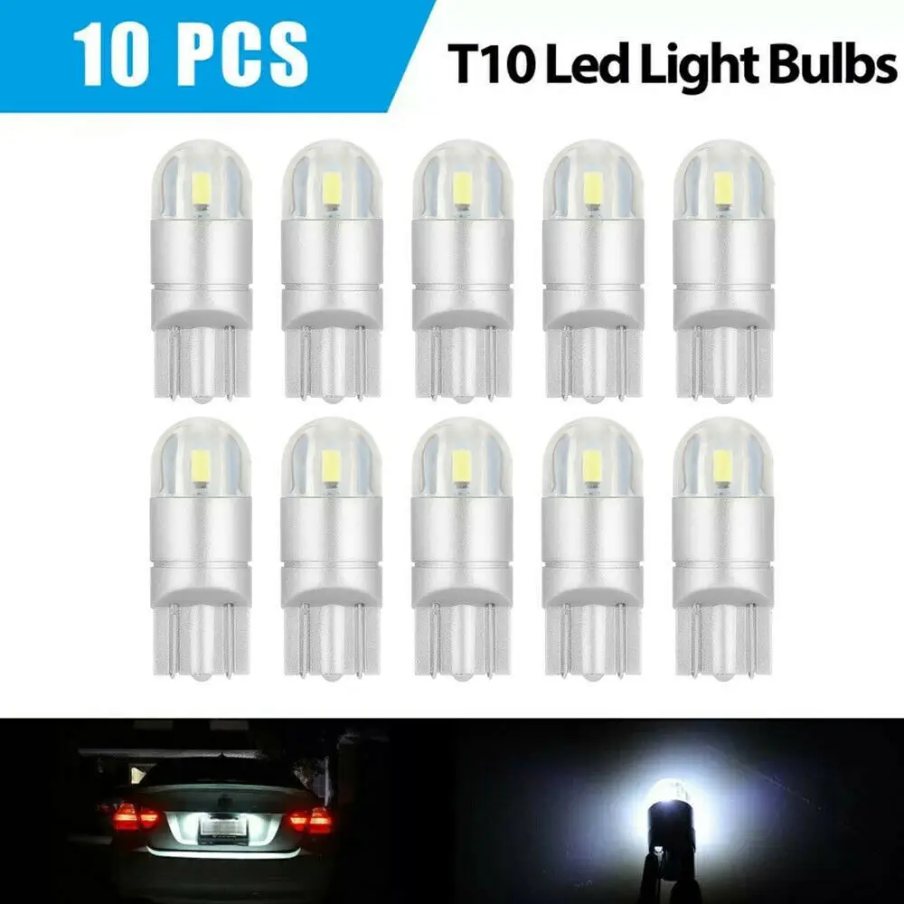 

10PCS White T10 3030 2SMD LED Dome Map License Plate Light Bulbs W5W 194 2825