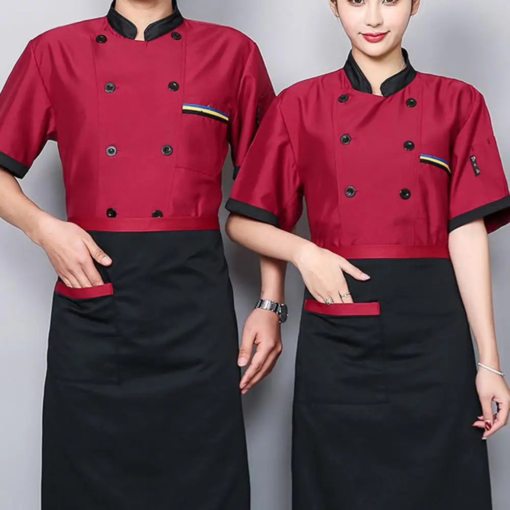 

Breathable Uniform Chef Shirt Skin-touch Chef Shirt Short Sleeve Moisture Absorption Chef Coat Shirt Stain Proof
