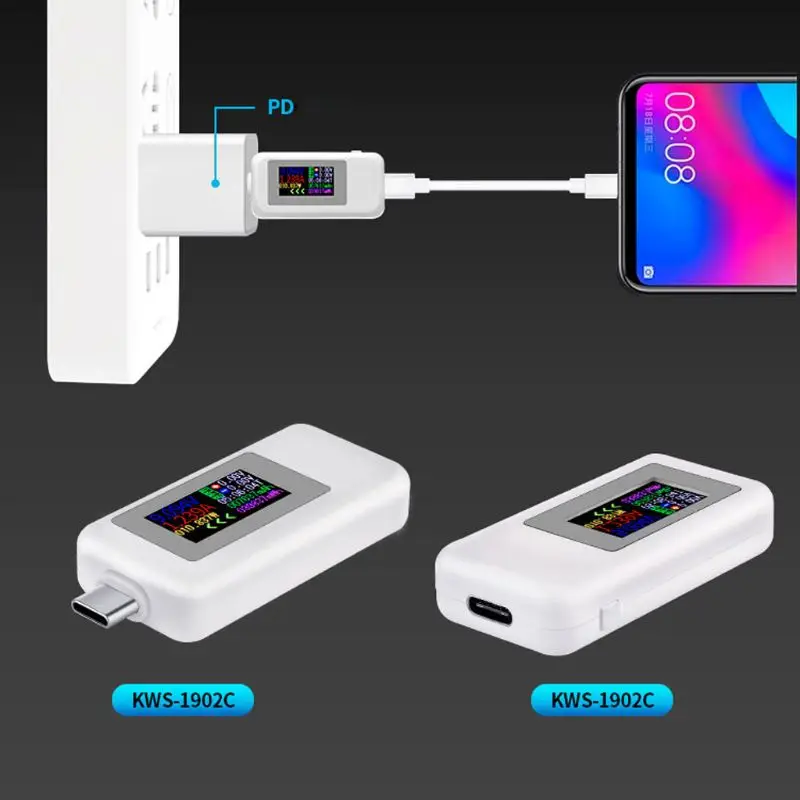 KWS-1902C тип-c цветной дисплей USB тестер напряжение тока монитор измеритель мощности