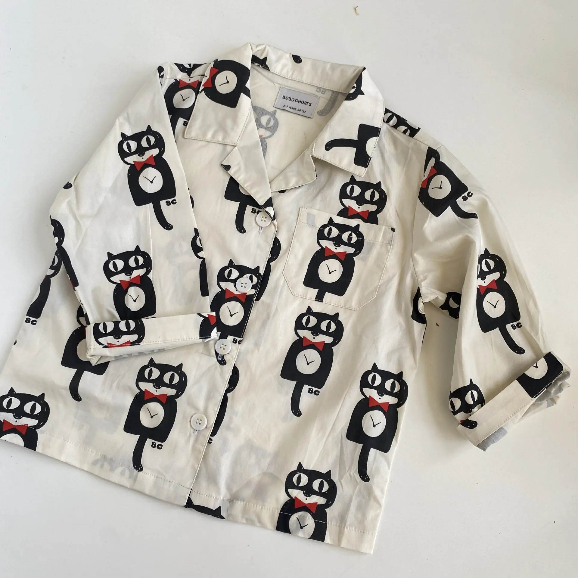 

Bobo 2022 Autumn New Kids Boys Shirts Fashion Cartoon Print Long Sleeve Girls Blouse Tops Cotton Cute Children Clothes