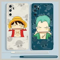 one piece pinch face character for huawei p20 p20 p30 lite pro p40 p50 pro lite 5g p smart z p smart plus liquid rope phone case