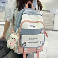 simple and lovely womens fashion backpack large nylon waterproof large capacity badge school backpack teenager backpack women