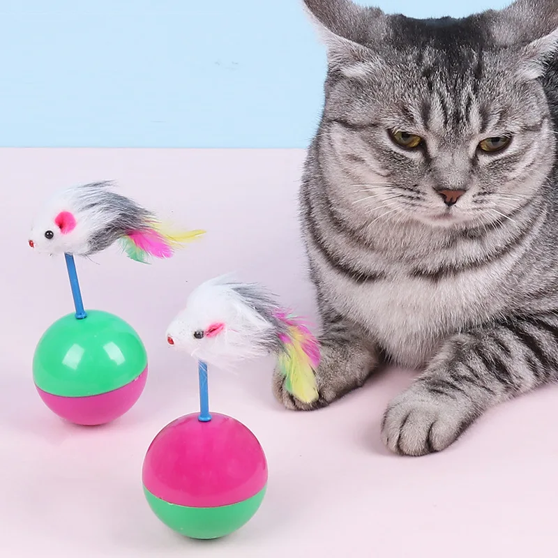 

New Arrival Durable Pet Cat Toys Mimi Favorite Fur Mouse Tumbler Kitten Cat Toys Plastic Play Balls for Catch Cats Supplies