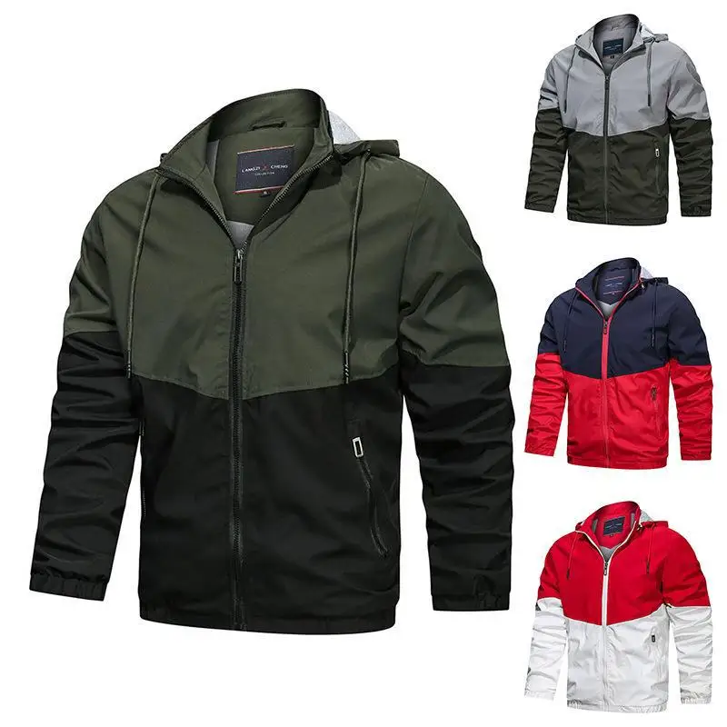 

2021 autumn/winter new youth hooded stand collar casual men's jacket color sports coat men