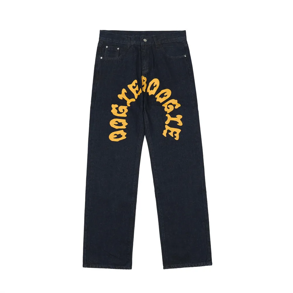 2023 Men Hip Hop Denim Pants Streetwear Cartoon Letter Printing Denim Pants Harajuku Joggers Jeans Trousers Baggy Pants