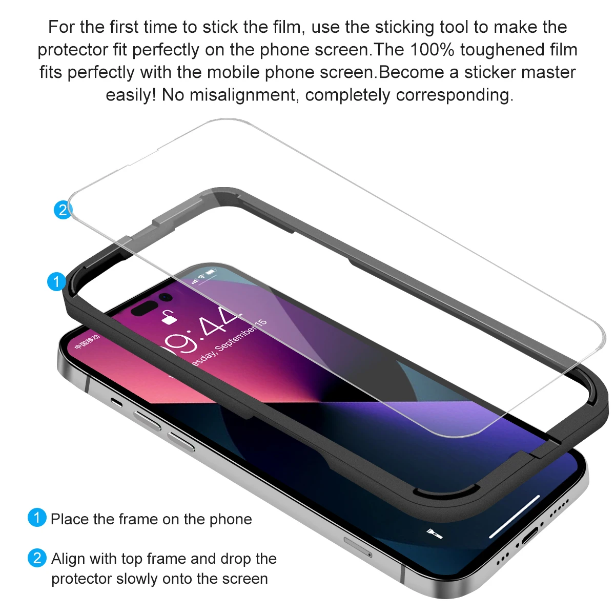 

1/2/3 упаковок 9H закаленное стекло для защиты экрана от царапин для iPhone 14 14Plus 14Pro 14Pro Max защита экрана с аппликатором