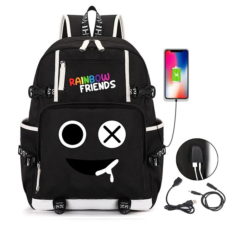 

Anime Cosplay Rainbow Friends Backpack Boys Girls Student School Backpack Shoulder Bags Teentage Usb Charging Travel Rucksack