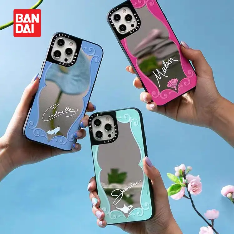 

Bandai Disney Princess Mirror Phone Case for iPhone 13 13Pro 12 12Pro 11 Pro X XS Max XR 7 8 Plus Luxurious Back Cover Shell