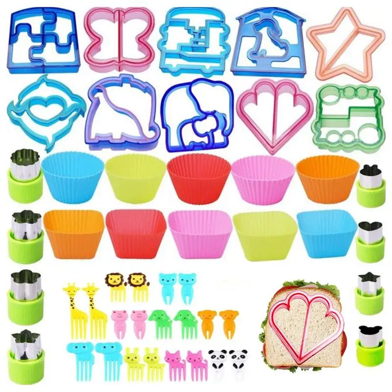 

47pcs Creative Cookie Cutter With Putter Pentagram Shaped Fruit Sandwich Cutter Set Food Decoration Accessories for kids