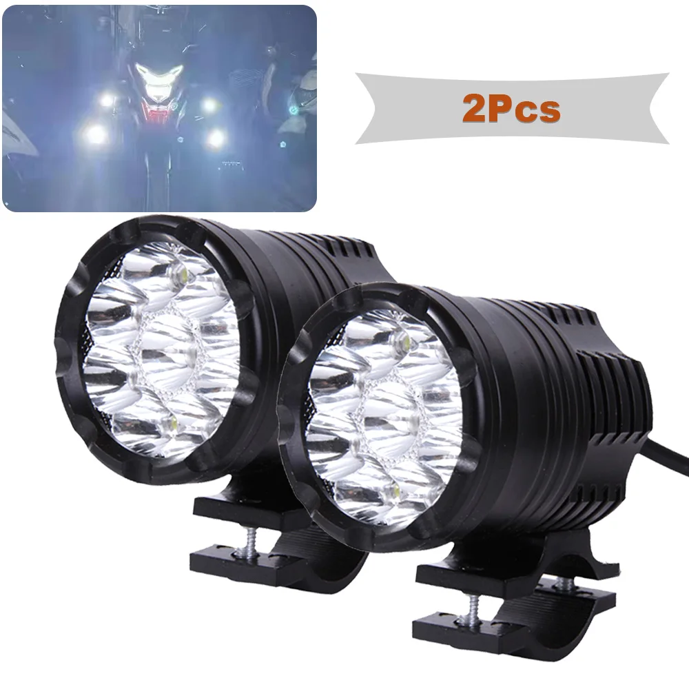 

9 чипов, дополнительные светодиодные фары для мотоциклов, высокие/низкие/стробоскопы дальнего действия, противотуманные фары для мотоциклов, вспомогательный прожектор для мотокросса