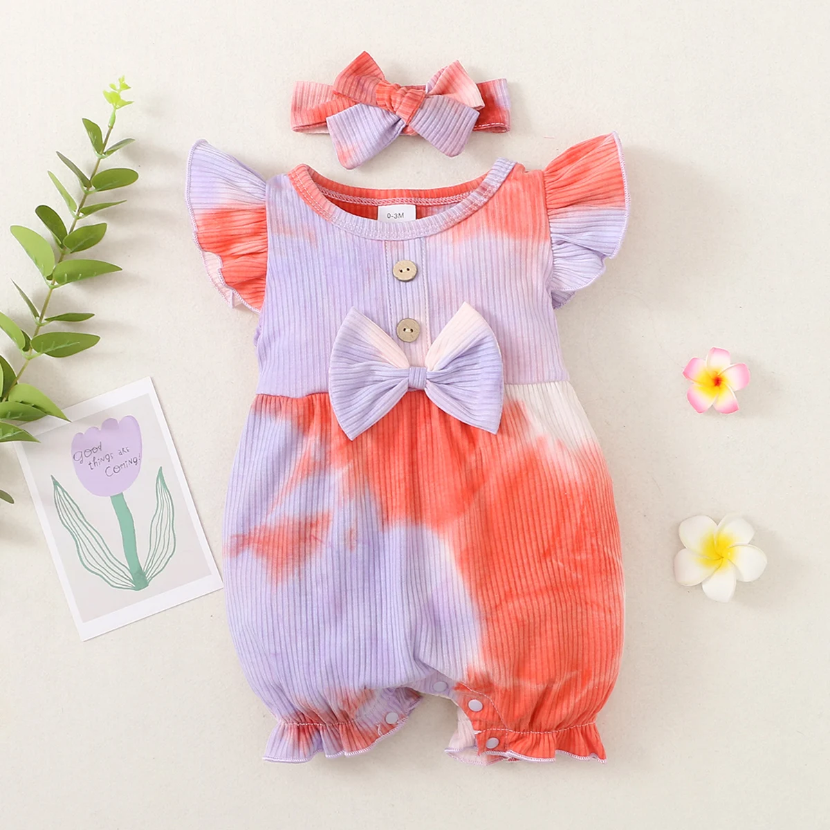 hibobi Baby Girl Tie Dye Romper & Headband