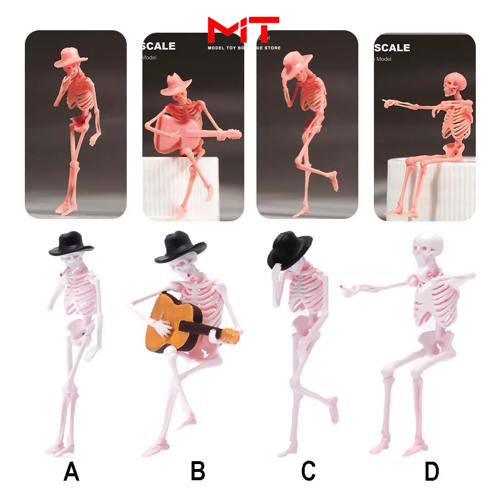 Миниатюрная фигурка 1/87 1/64 1/43 1/24 1/18 Фигурка черепа Play Guitar Dance Sit Мини-диорама