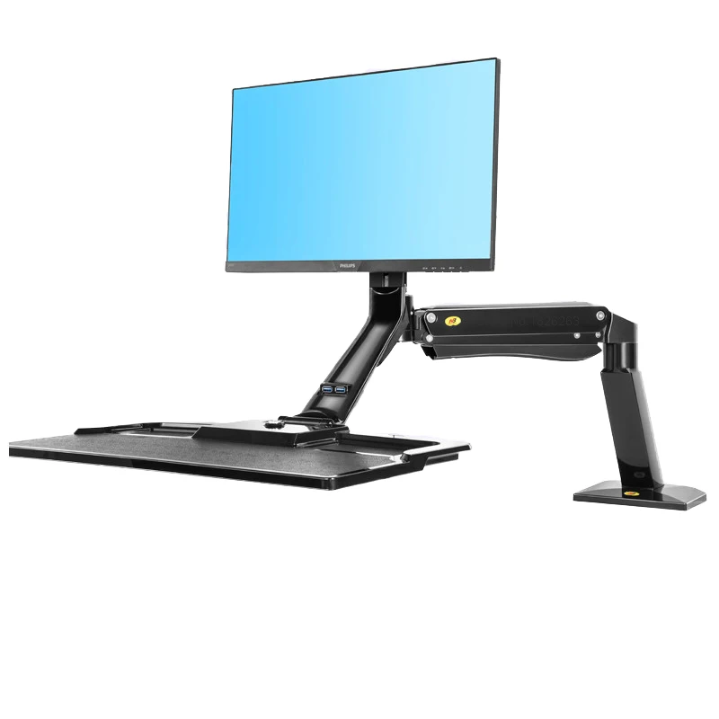 

NB40 Ergonomic Height Adjust Computer Sit Stand Workstation 22-32 Inch Monitor Mount Bracket with Keyboard Plate Desk Stand