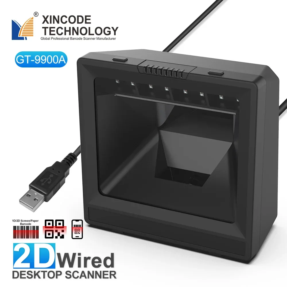 Фото Xincode Китай Производитель 1D QR-код Встроенный большой настольный считыватель 2D Всенаправленный модуль сканера штрих-кода GT-9900A №1