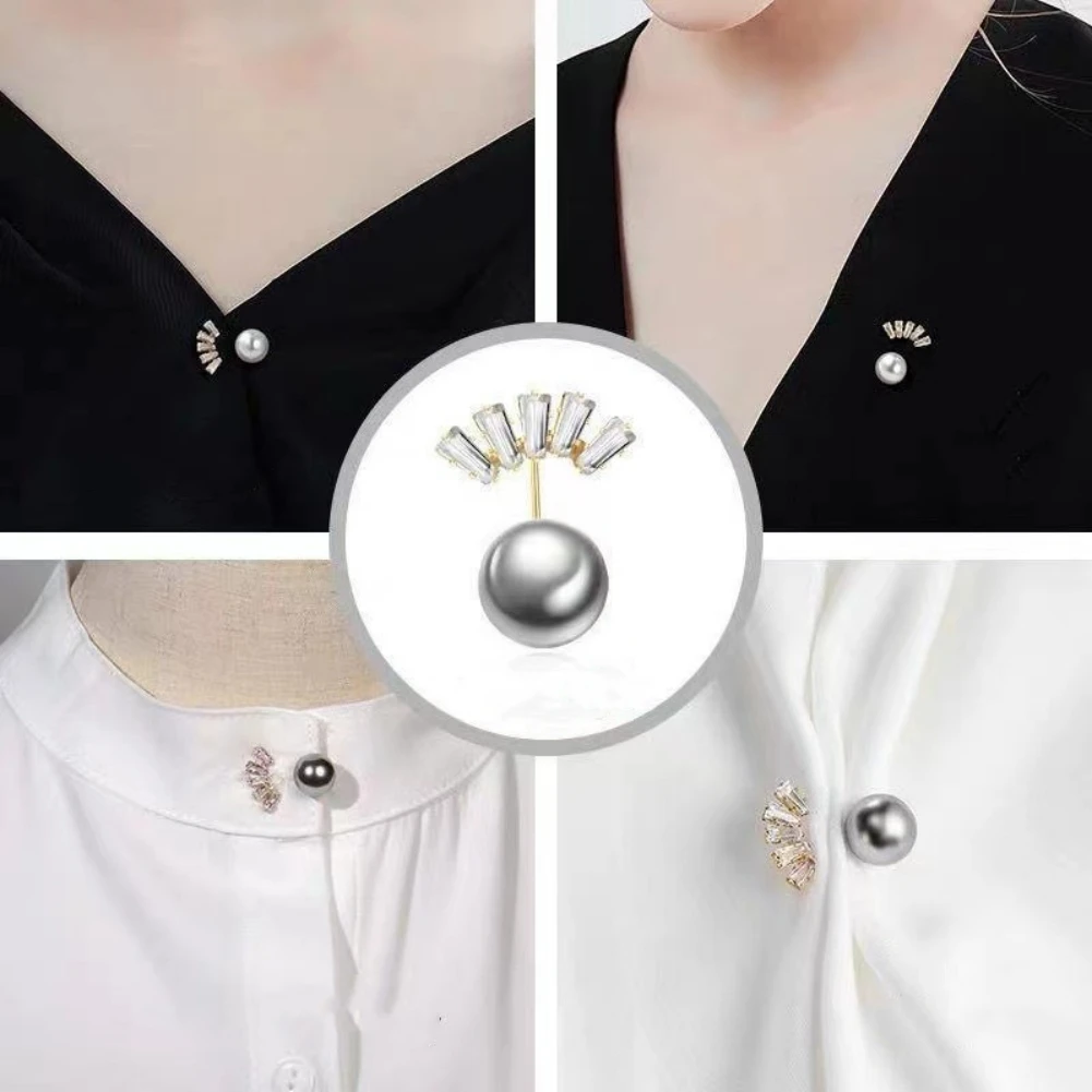 

New Fashion Pearl Brooch Anti-glare Zircon Clothes Fixed Pin Flower Rhinestone Metal Pins Buckle Brooches for Women Accessories