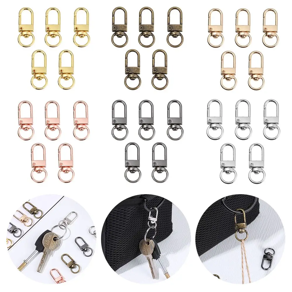 

5Pcs Metal Jewelry Making Split Ring DIY KeyChain Collar Carabiner Snap Lobster Clasp Bags Strap Buckles Hook
