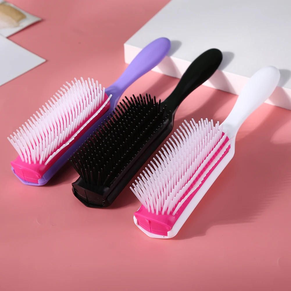 

9 Rows Styling Hair Brush Straight Curly Hair Detangling Comb Scalp Massage Detachable Hairbrush for Women Men Home Barber Salon