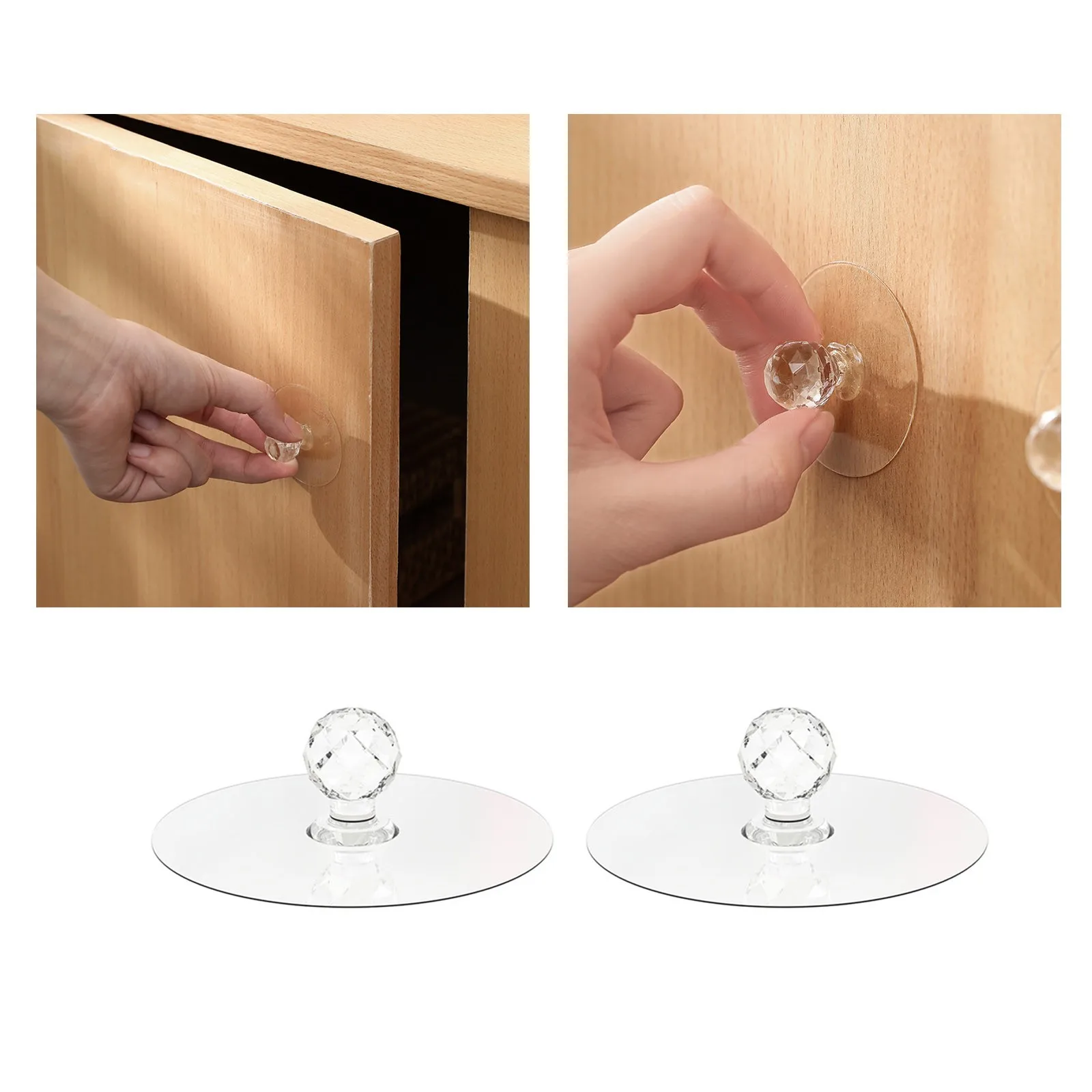 

Round Invisible Kitchen Cabinet Door Handle Free Punching Self-adhesive Acrylic Sliding Door Paste Handle Refrigerator Handle
