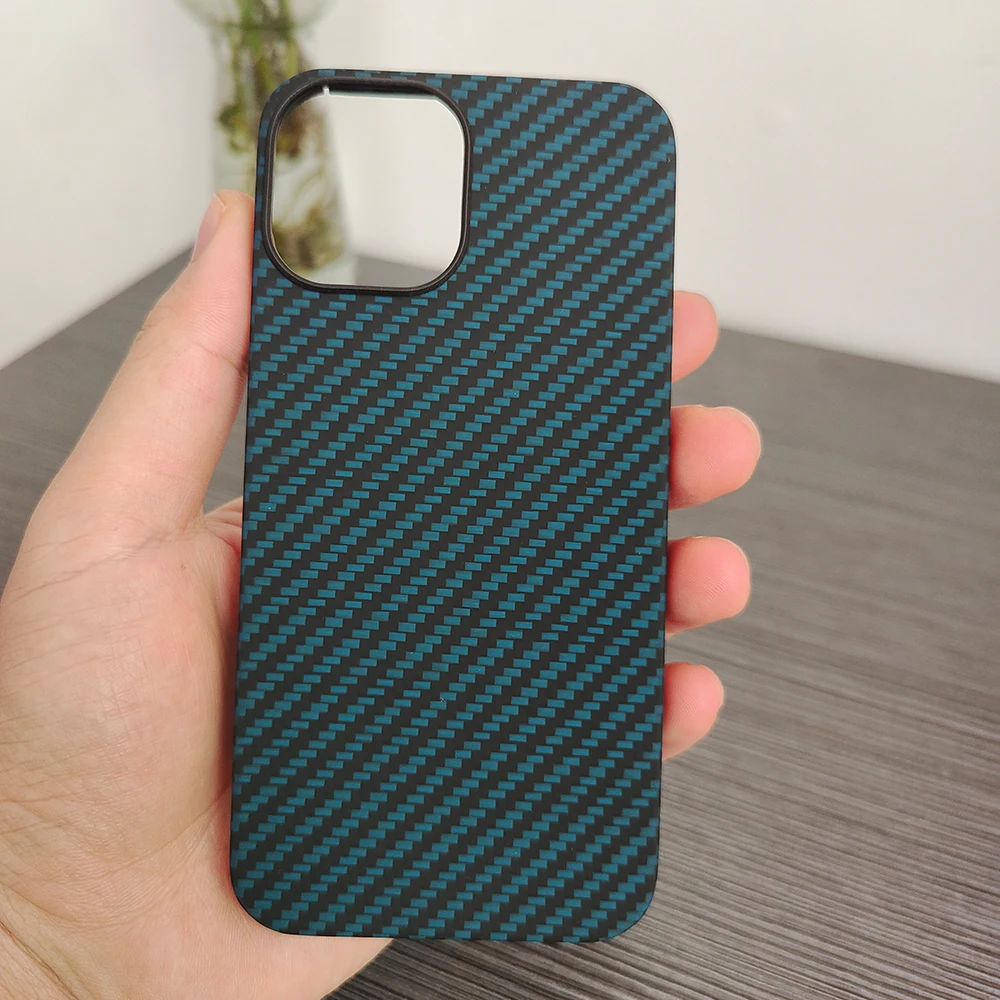 

Aramid Fiber Hard Case for iPhone 12 Pro Max Ultra-thin Carbon Fiber Phone Cover for iPhone 12ProMax 12Pro Shell Blue Black