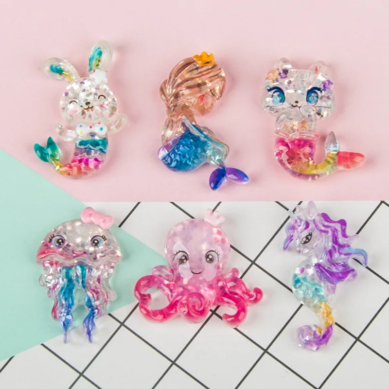 

Kawaii, новинка, мини-фотообои, серия Ocean, с плоской задней стороной, искусственная смола, украшения для рукоделия, аксессуары для украшения