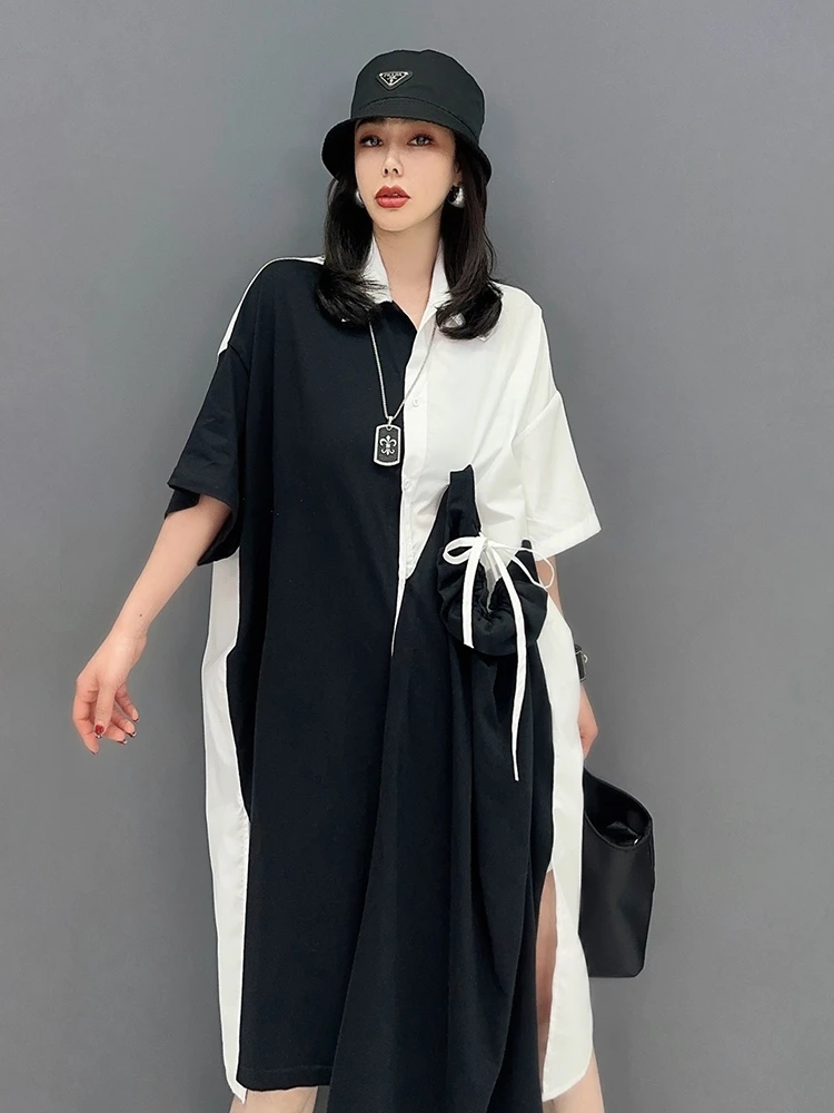 

SuperAen/Новинка 2023 года; Сезон весна-лето; Корейское модное платье-рубашка с отложным воротником; Цвет оверсайз