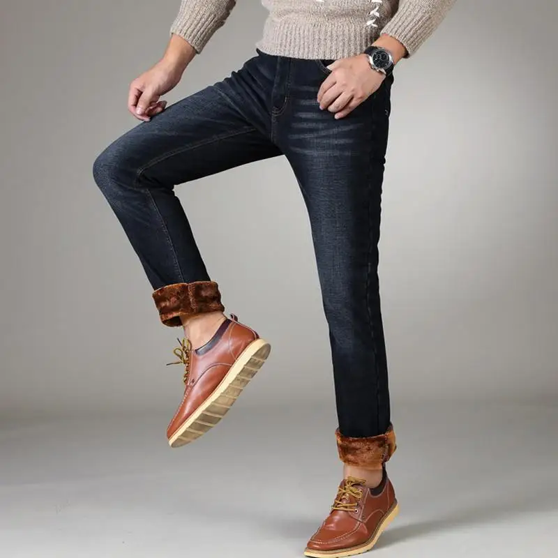 DIMI Warm Soft Men Activities Warm Fleece Men Jeans New Jeans Brand Autumn Winter Jeans Warm Flocking