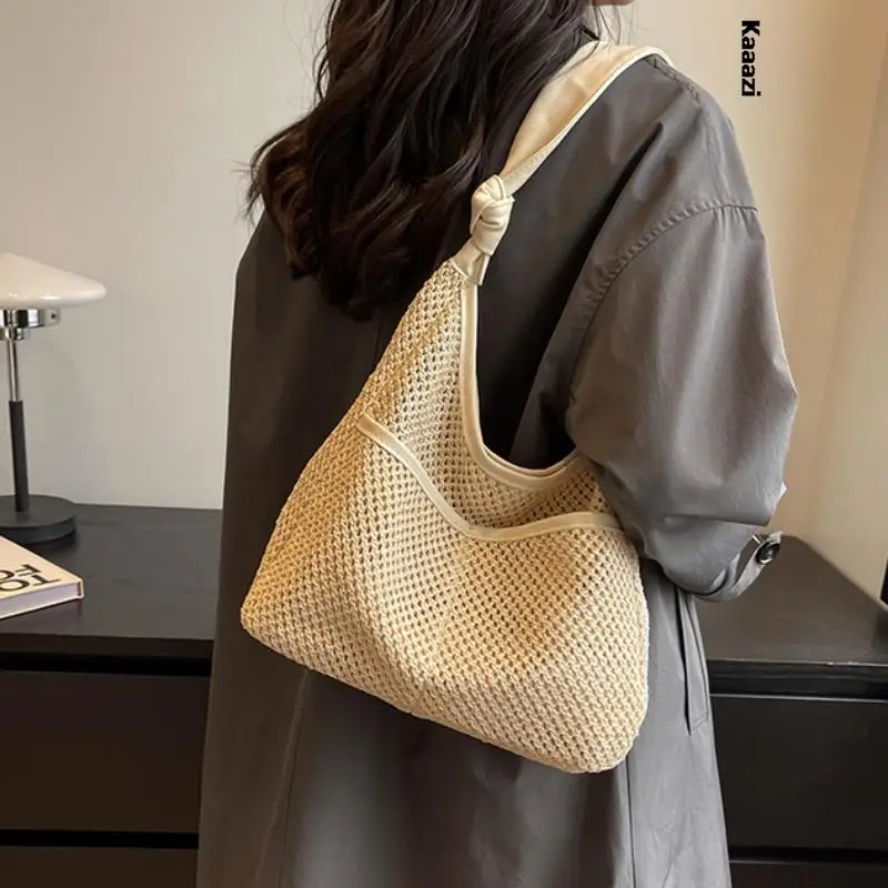 

Underarm Woven Straw Shoulder Bags Ladies Luxury Designer Casuals Beach Handbag Large Capacity Tote Bag High Quality 2023 New