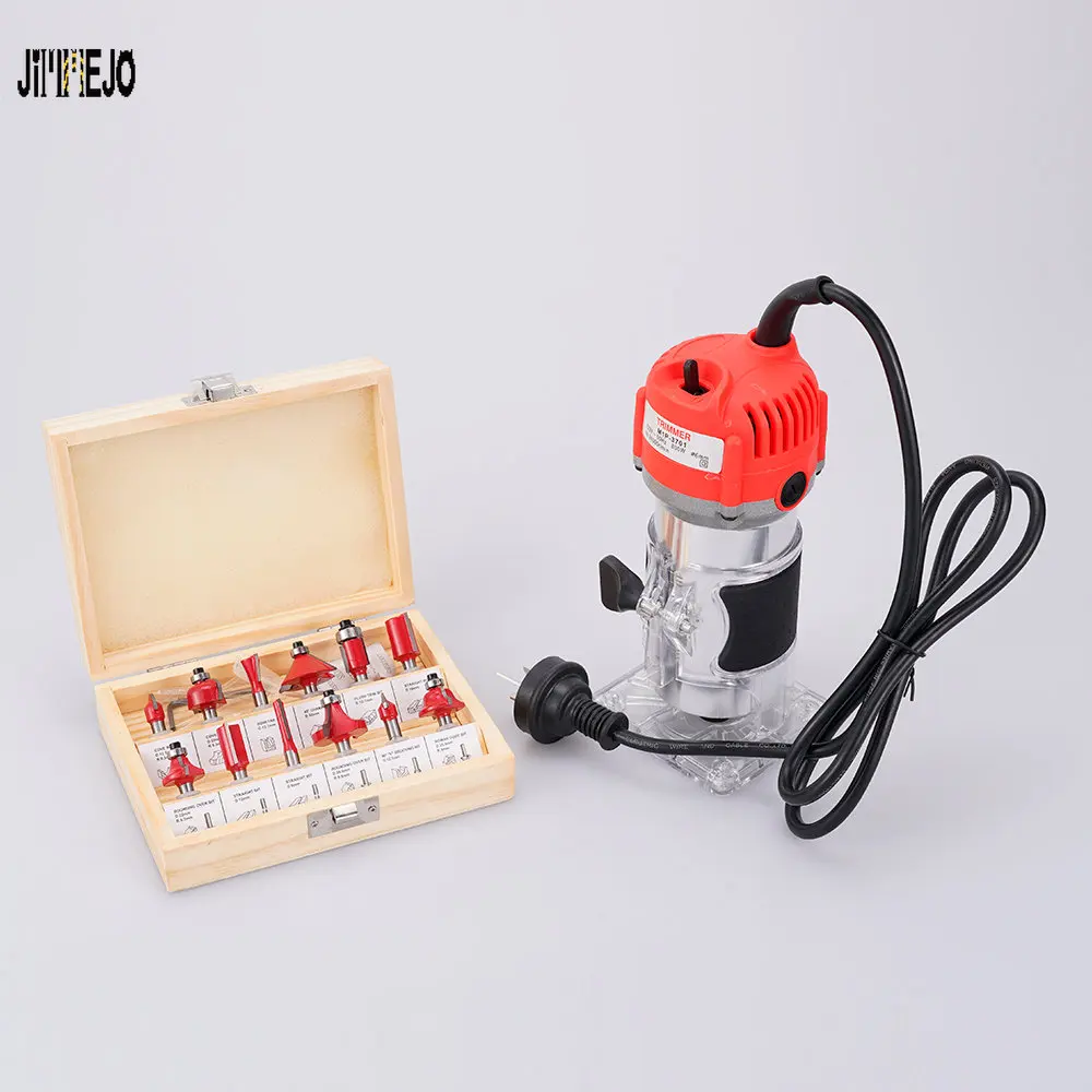 Электрический триммер для дерева, 220 В, 800 Вт, электроинструменты, обрезной станок, Медный двигатель + шлифовальная база, деревянный комбинированный комплект для деревообработки