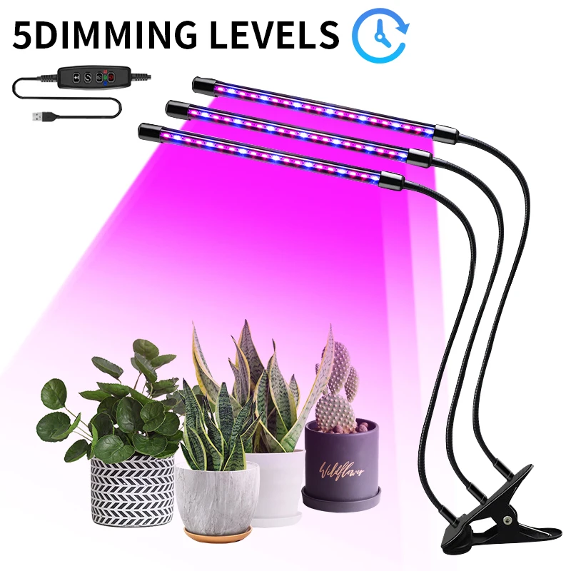 Светодиодная фитолампа для растений USB лампа полного спектра с затемнением