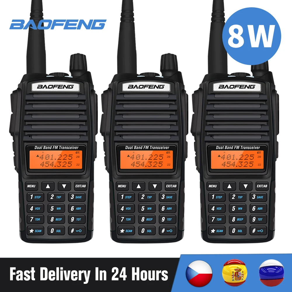 3pcs Baofeng Radio UV-82 Power 8W Ham Radio 2 Way Radio Long Range Portable CB Transceiver UV82 VHF/UHF Dual PTT Walkie Talkie