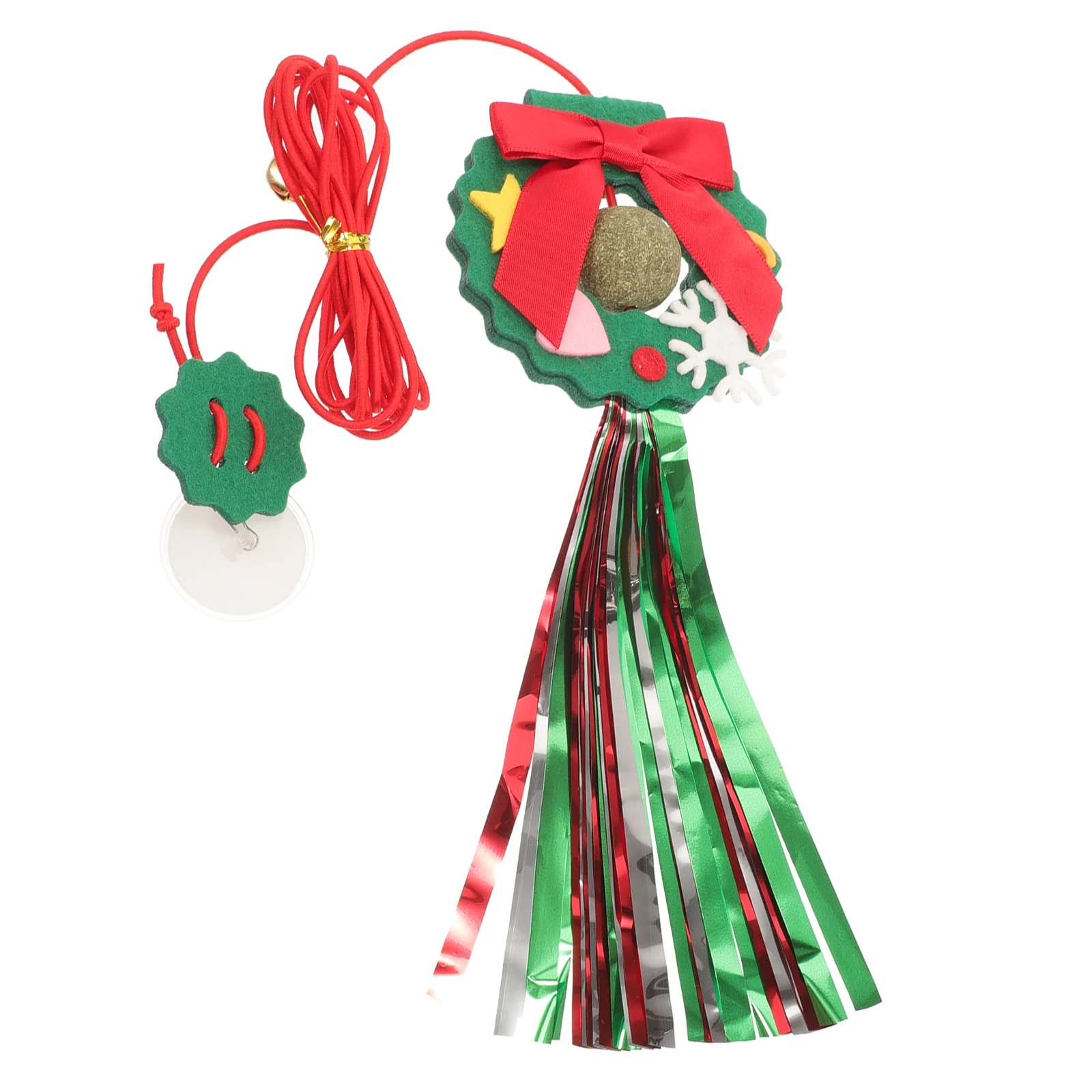 

Hanging Door Cat Toy Interactive Door Elastic Cord Toy Xmas Style Sticky Wreath Toy