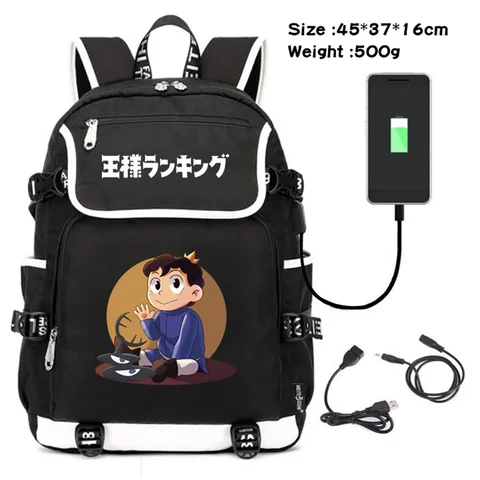 Рюкзак с аниме рейтингом королей, студенческий черный школьный рюкзак для мальчиков и девочек, повседневная сумка для книг, мужские сумки для ноутбука на плечо с USB