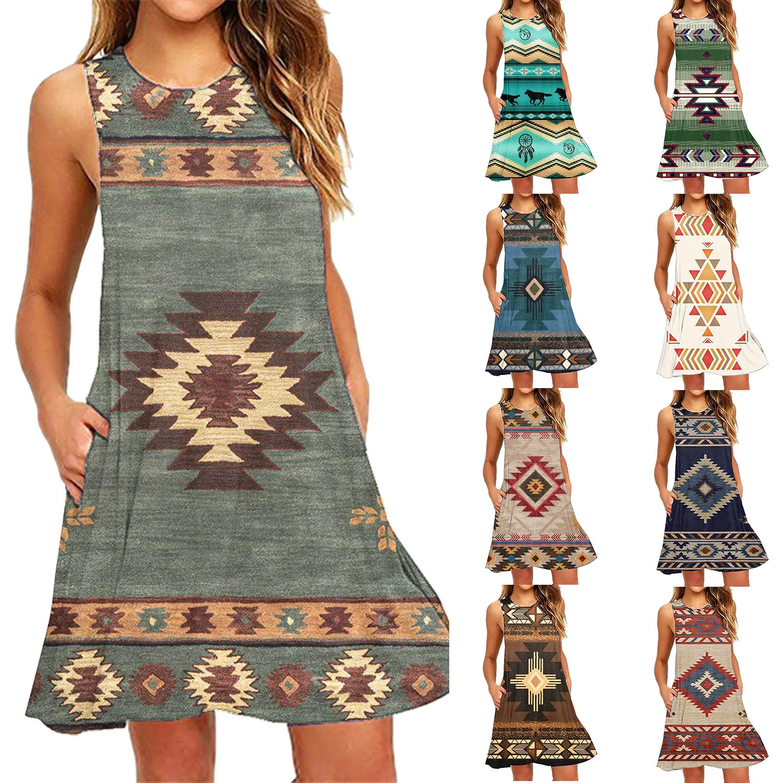 

Женские летние платья, повседневные свободные платья, Пляжное свободное платье на бретелях без рукавов с карманами, женское летнее Повседневное платье