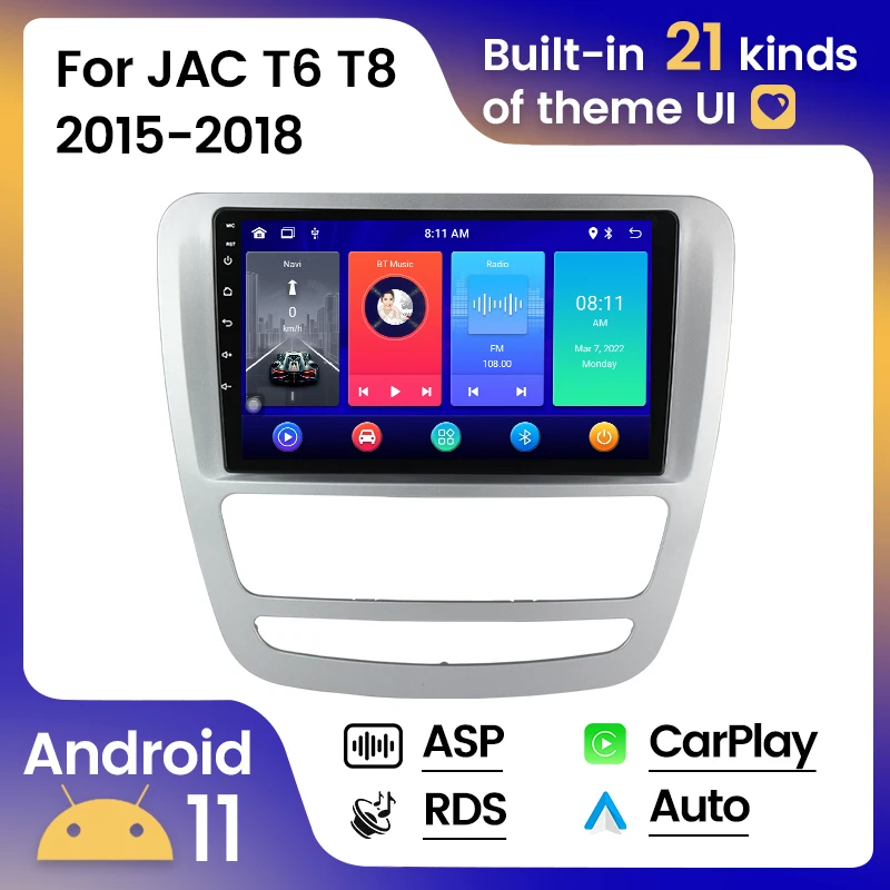 

Car Radio Stereo For JAC T6 T8 2015 2016 2017 2018 Multimedia Player Autoradio Headunit Carplay+Auto DVD Automotivo Car Audio 4G