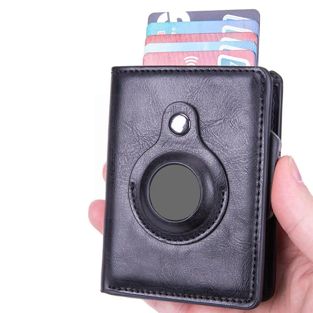 

Кошелек с RFID-защитой F9T2, кожаный держатель для карт, маленькие кошельки для мужчин и женщин, сумка для Apple airtag, чехол с трекером, Прямая постав...