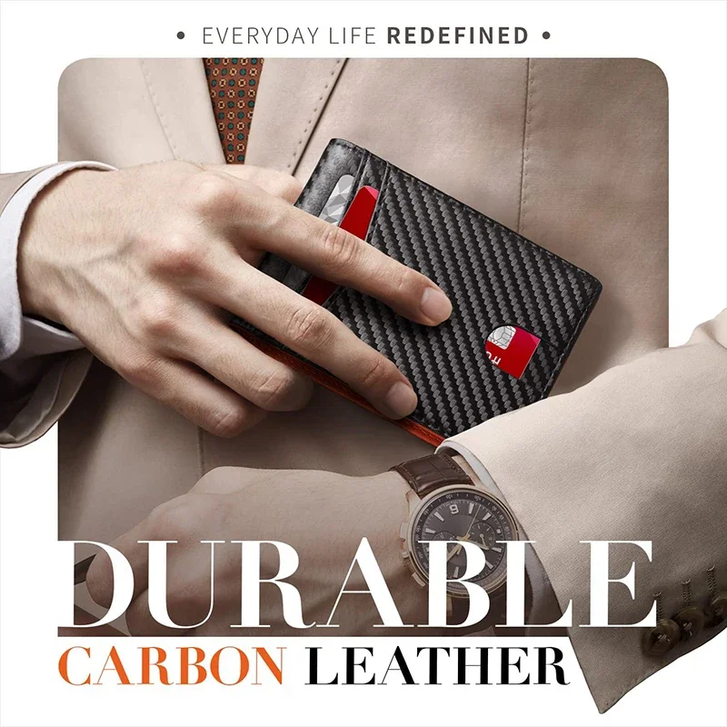 Мужской кошелек RFID из синтетической кожи микрофибры двухслойный зажим для денег