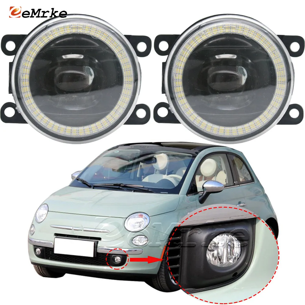 Led Angel Eye Daytime Running Lights for Fiat 500 Sport 312 2012-2015 (Not all) Fog Lights Lamp Cut-Line Lens Replace 5182426AA