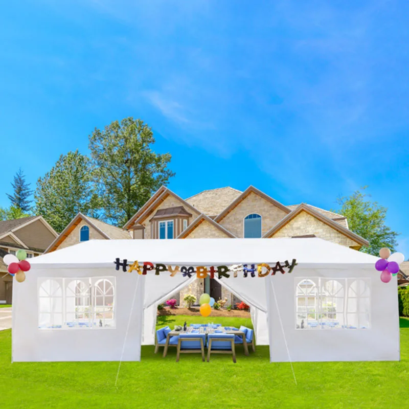 

3*9M 8 Pieces (2 Doors) Portable Detachable White Pe Cloth Pergola Assembled Tent Suitable For: Family, Wedding, Party, Carport