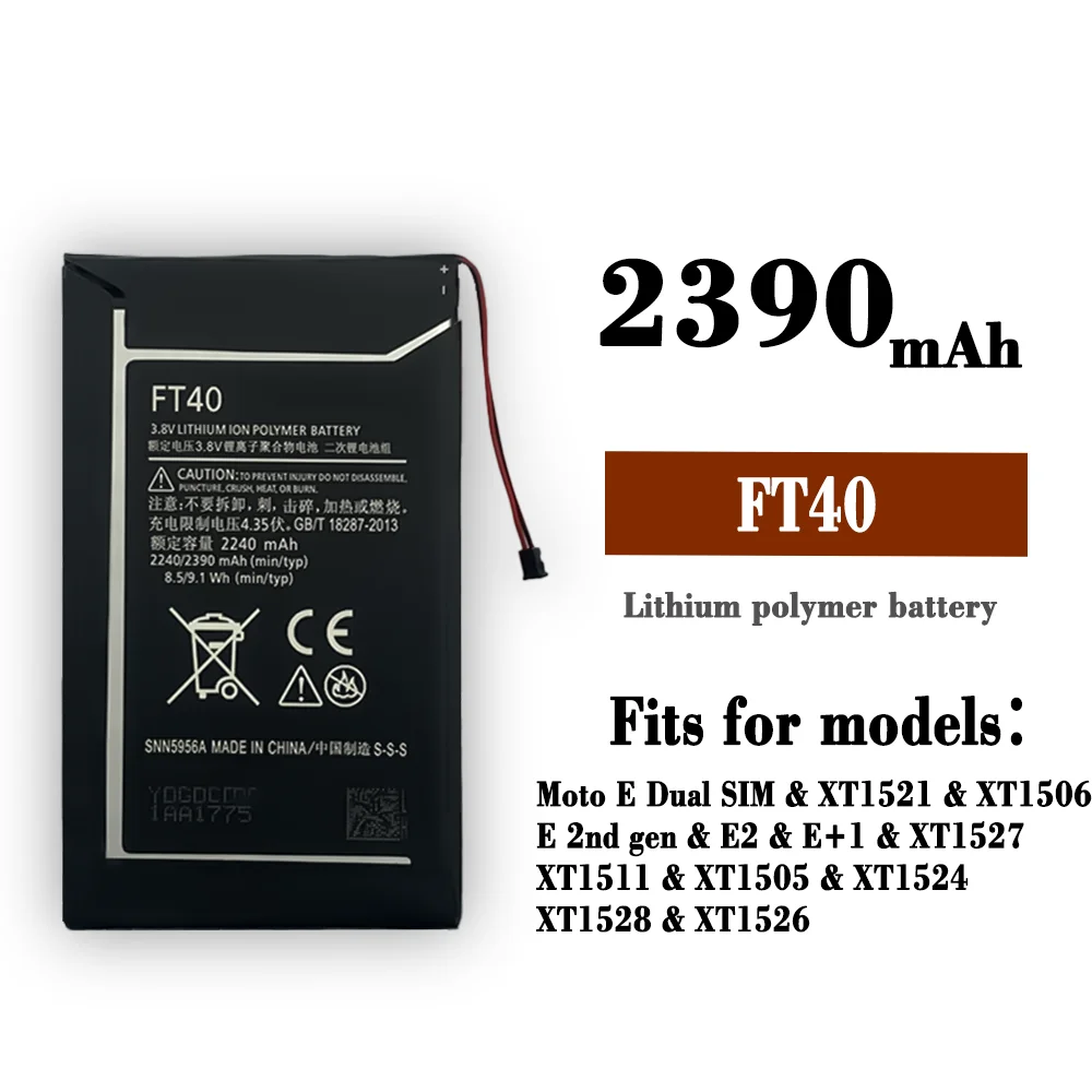 

Battery FT40 2240mAh for Motorola Moto E 2ND Gen 2E XT1526 XT1527 XT1528 XT1031 XT1063 XT1077 Bateria