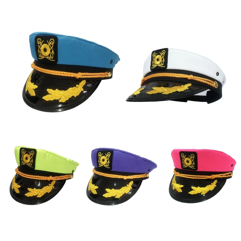 

Adult Yacht Embroidered Captain Sailor Costume Navy Hat for Daily Wear