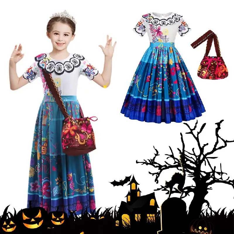 

Cute Girls Charm Dresses Messenger Bag Carnival Children Princess Mirabel Isabella Dress Birthday Party Costume Kids Prom Gowns