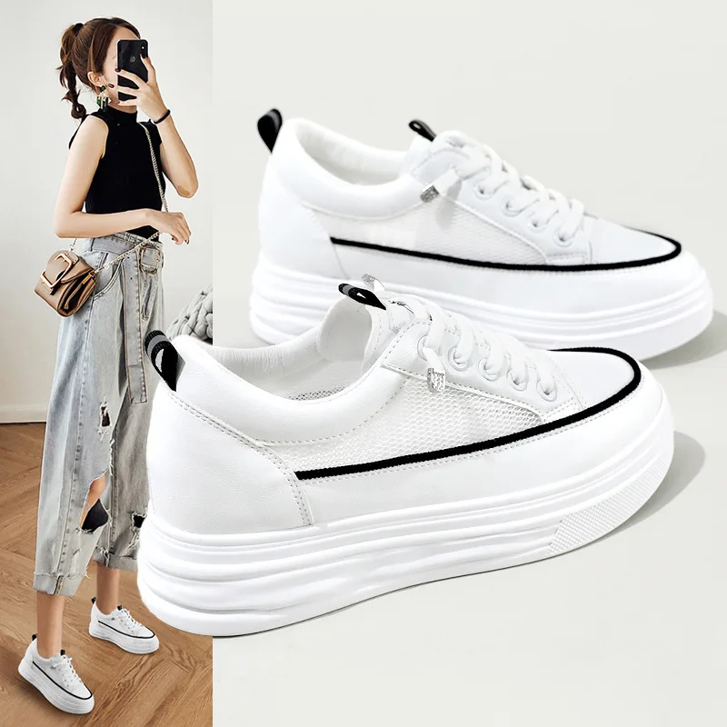 

Fashion inner heightening mesh Korean version sports shoes women's summer casual white shoes running shoes 2022