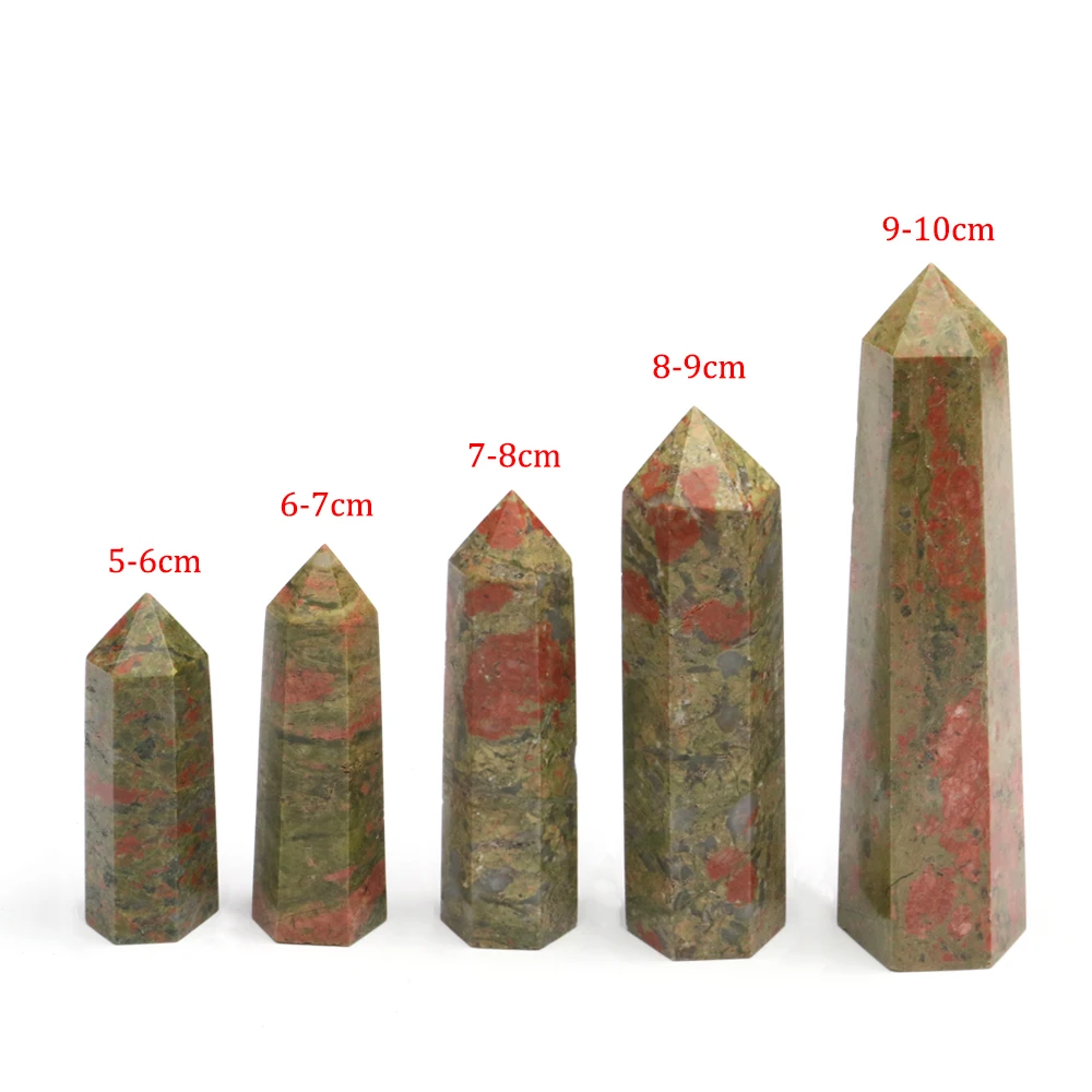 

Mineraali 5-10cm Unakite Crystals Tower Hexagonal Column Healing Natural Stone Point Wand Beautiful Ornament for Room Home Decor