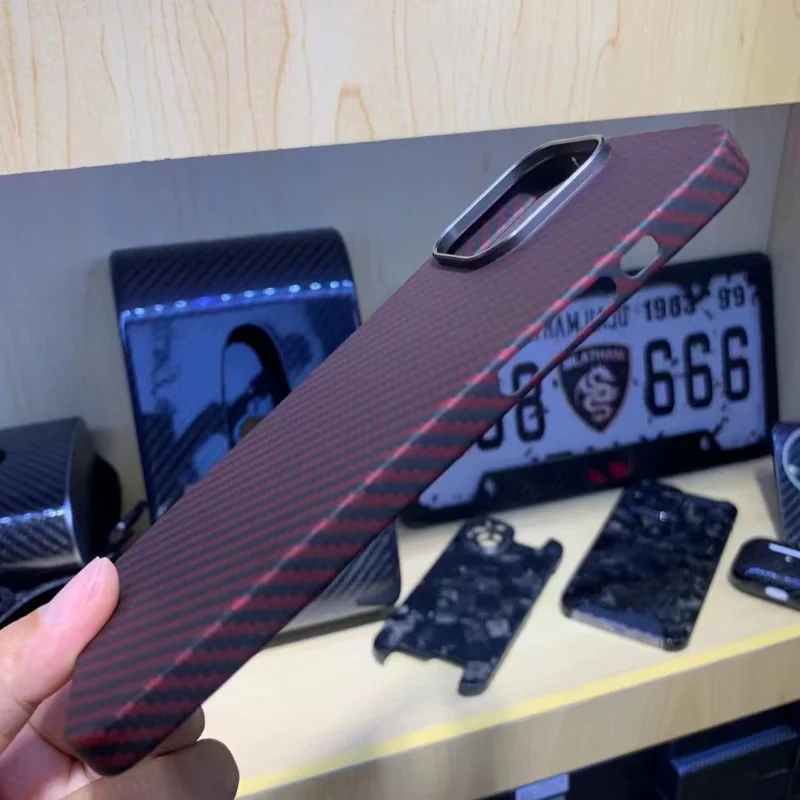 Carbon Fiber Case for IPhone 13 Mini 13Pro Max 13 Case Aramid Fiber Lens Metal Ring Phone Protective Cover for IPhone 13 Pro