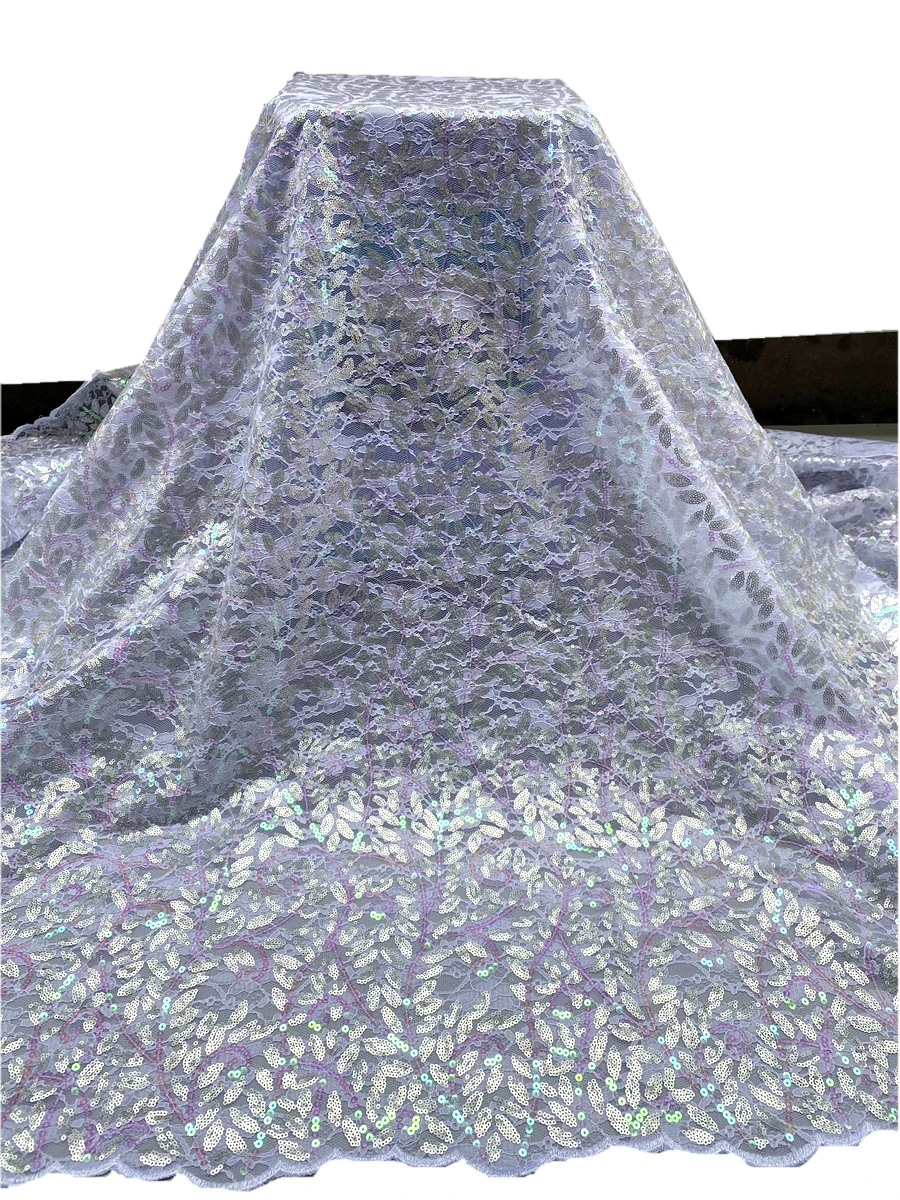 

5yards High quality African sequins lace fabric 2022 for wedding Nigerian occasional sewing wear for Wholesale retail 937215