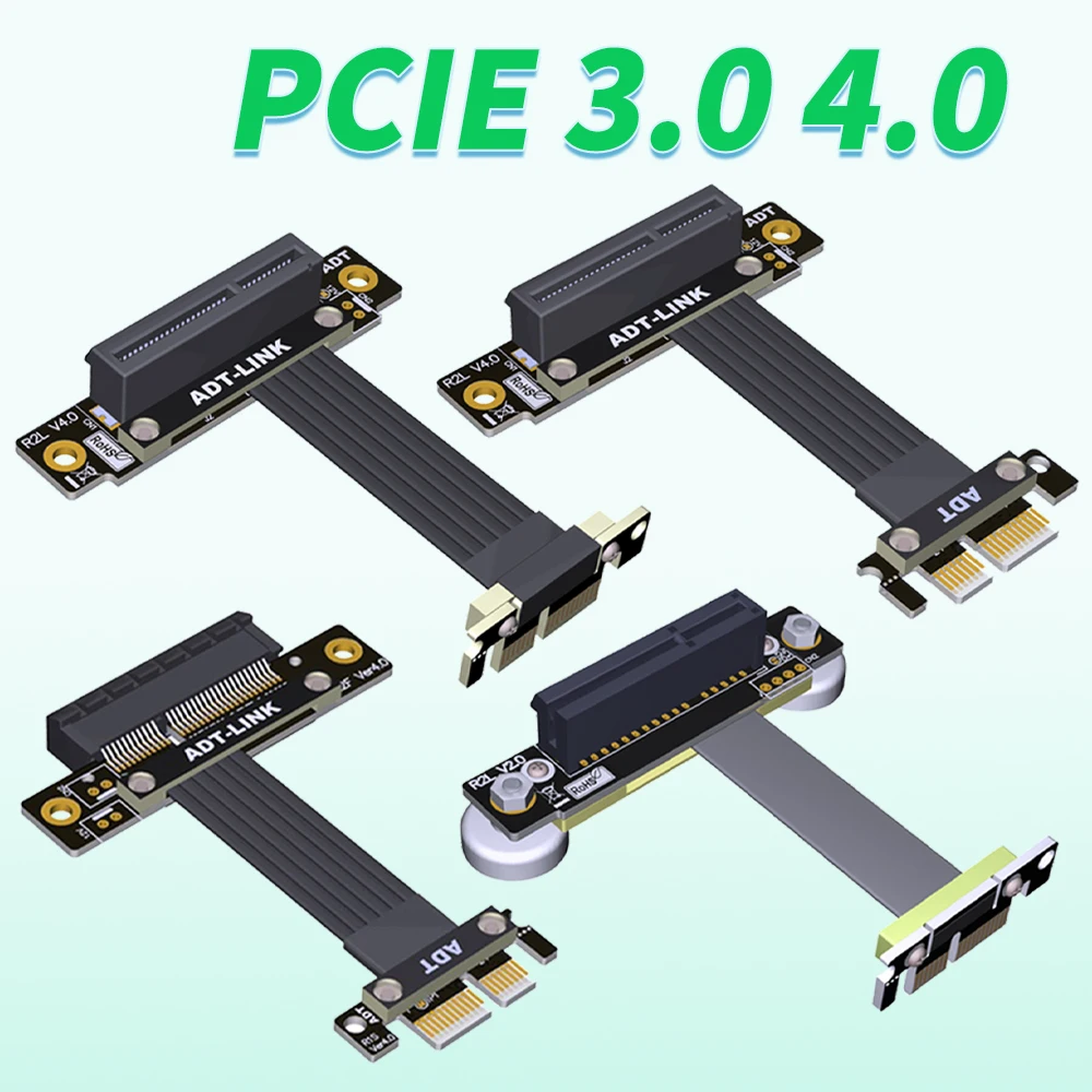 

ADT Riser PCI Express 4,0 3,0 1x To 4x , PCIe X4 NVMe SSD, LAN, карты USB To PCI-e X1 слот шина вертикальный Удлинительный кабель R12