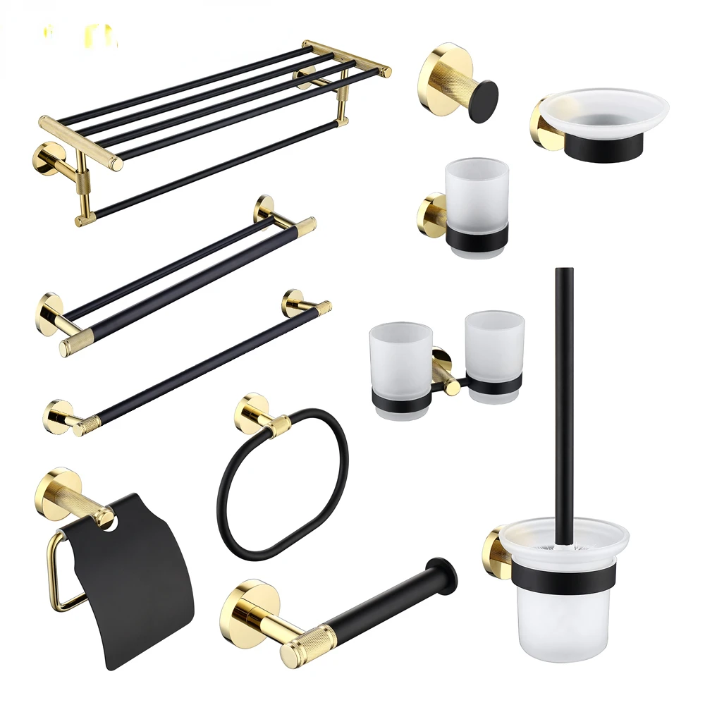 

TAICUTE E Bathroom Accessories Hardware Sets Wall Mount Towel Rack Shelf Bar Ring Toilet Paper Brush Holder Stainless Steel Hook