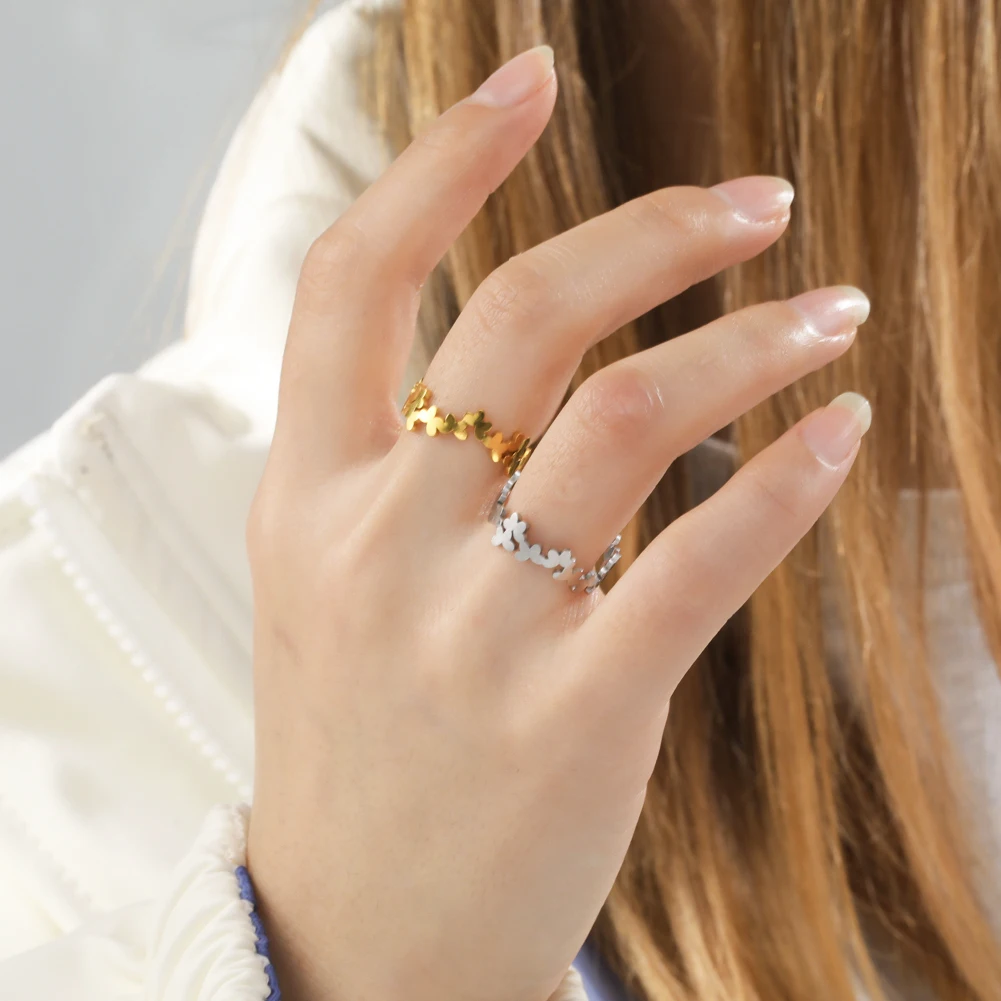 Skyrim Кольца с бабочками из нержавеющей стали золотого цвета для женщин