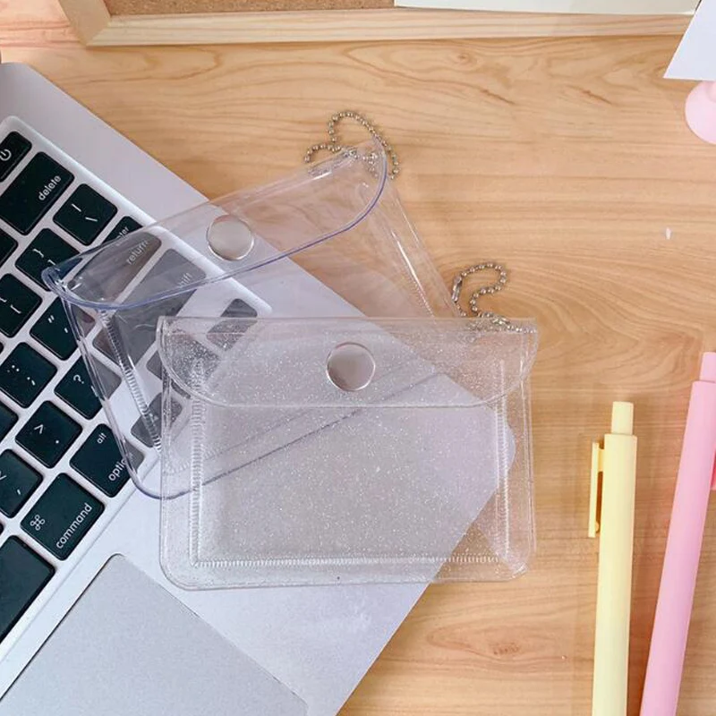 

Women PVC Clear Credit Card Holder Bags Fashion Transparent Card Cover Case For Girls Student ID Card Business Coin Money Bags